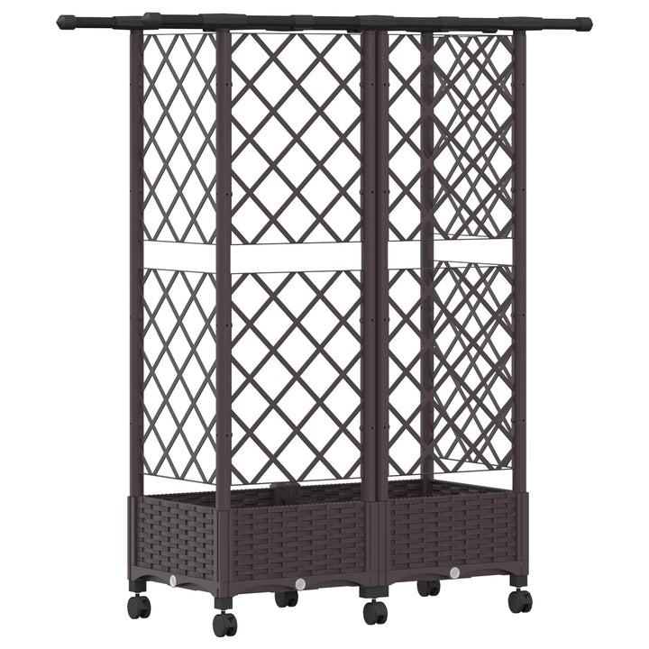 Hævet Bed med Trellis og Tag Brun 124 x 40 x 127 cm PP