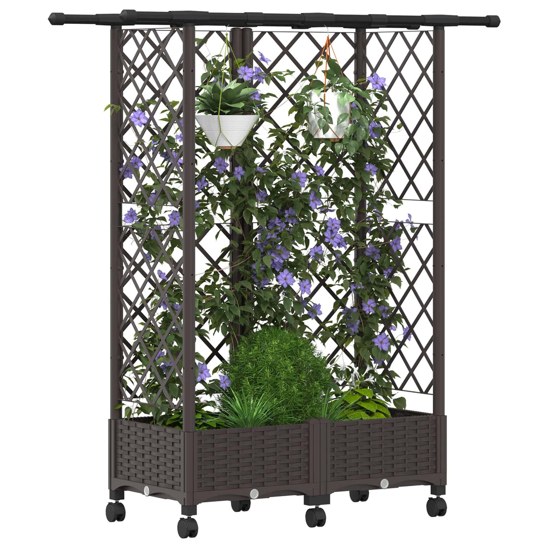 Hævet Bed med Trellis og Tag Brun 124 x 40 x 127 cm PP