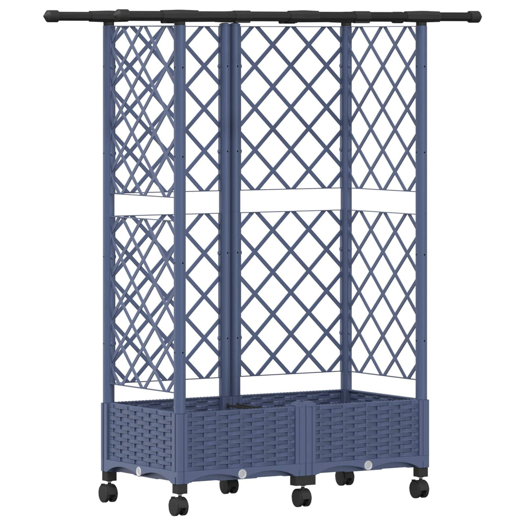 Hævet Bed med Trellis og Tag Grå 124 x 40 x 127 cm PP