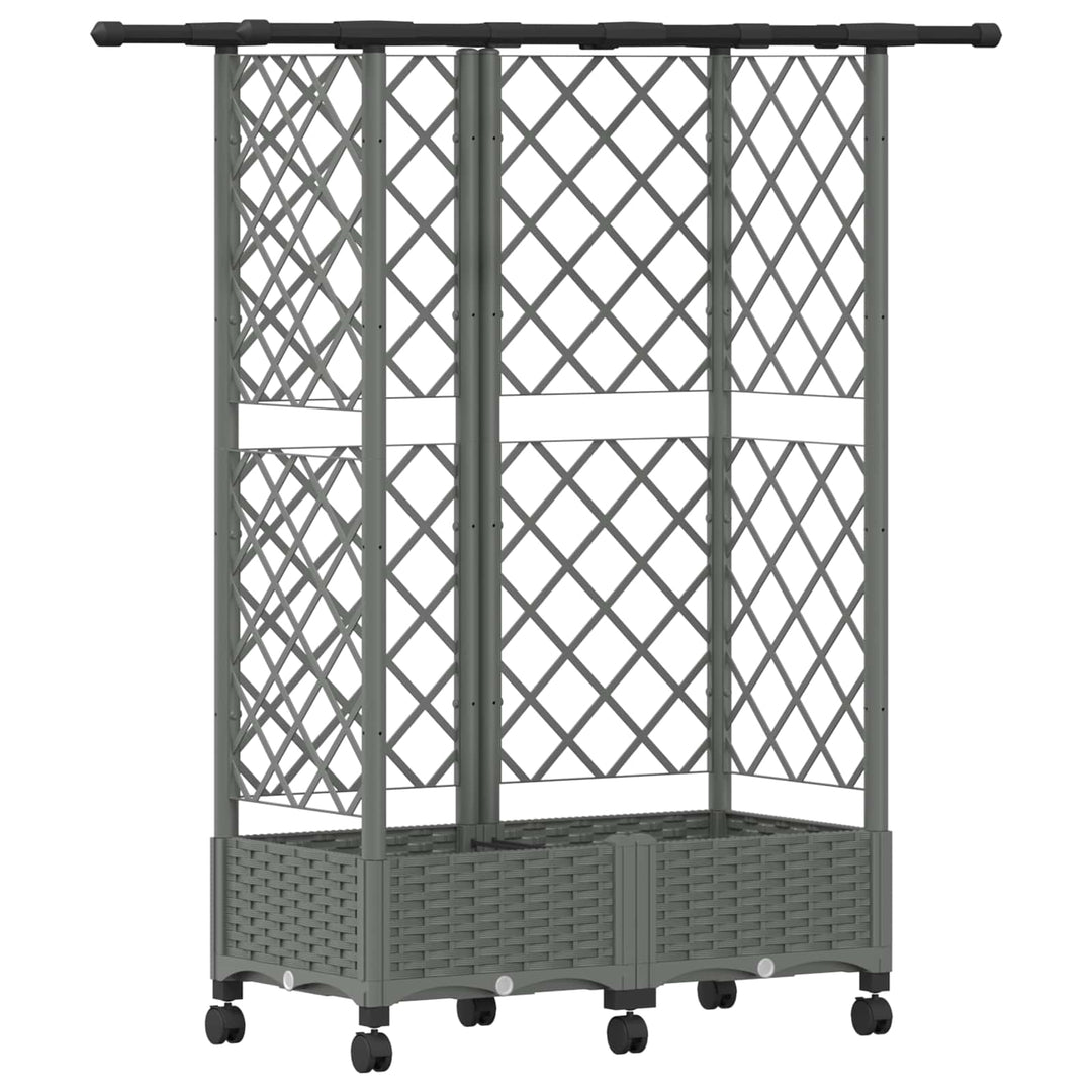 Hævet Bed med Trellis og Tag Lysegrå 124 x 40 x 127 cm PP