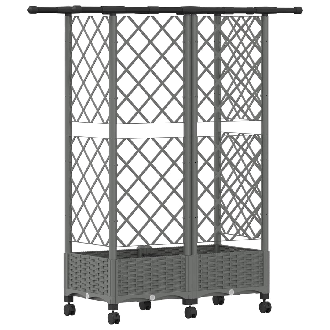 Hævet Bed med Trellis og Tag Lysegrå 124 x 40 x 127 cm PP