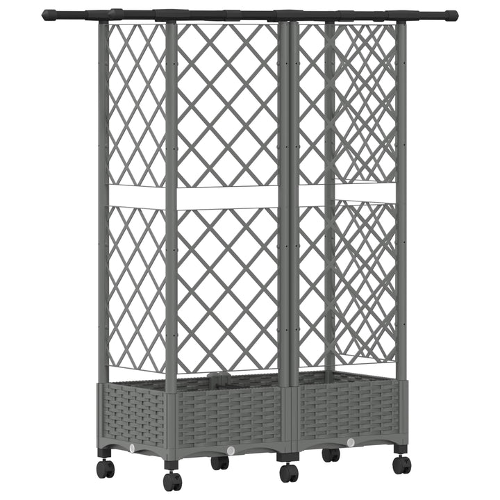 Hævet Bed med Trellis og Tag Lysegrå 124 x 40 x 127 cm PP