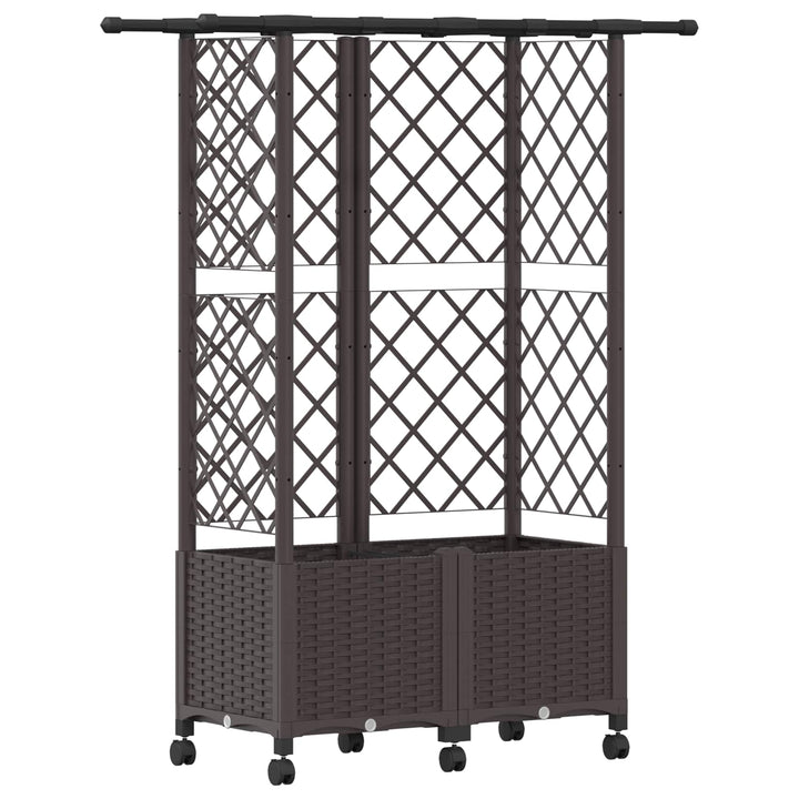 Hævet Bed med Trellis og Tag Brun 124 x 40 x 142 cm PP