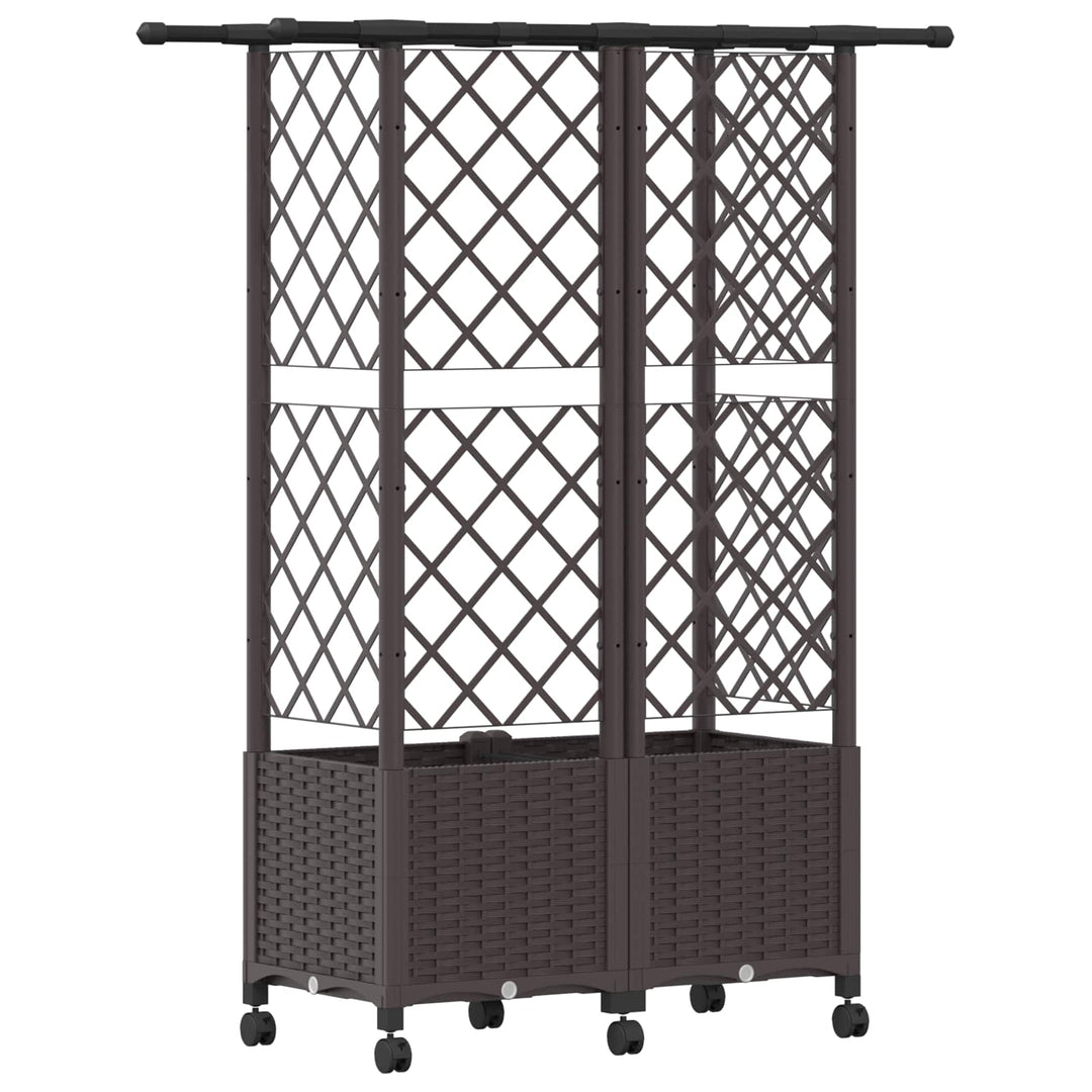 Hævet Bed med Trellis og Tag Brun 124 x 40 x 142 cm PP