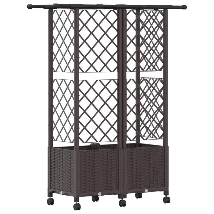 Hævet Bed med Trellis og Tag Brun 124 x 40 x 142 cm PP