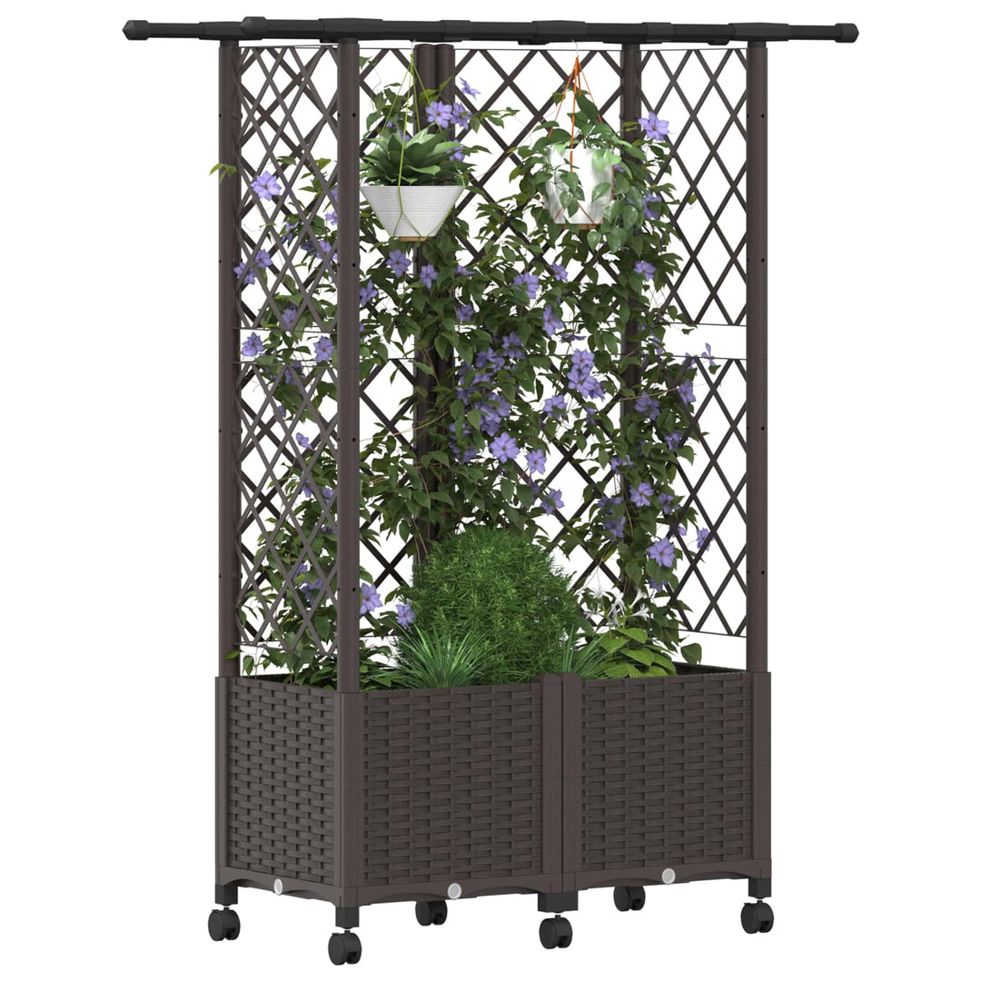 Hævet Bed med Trellis og Tag Brun 124 x 40 x 142 cm PP