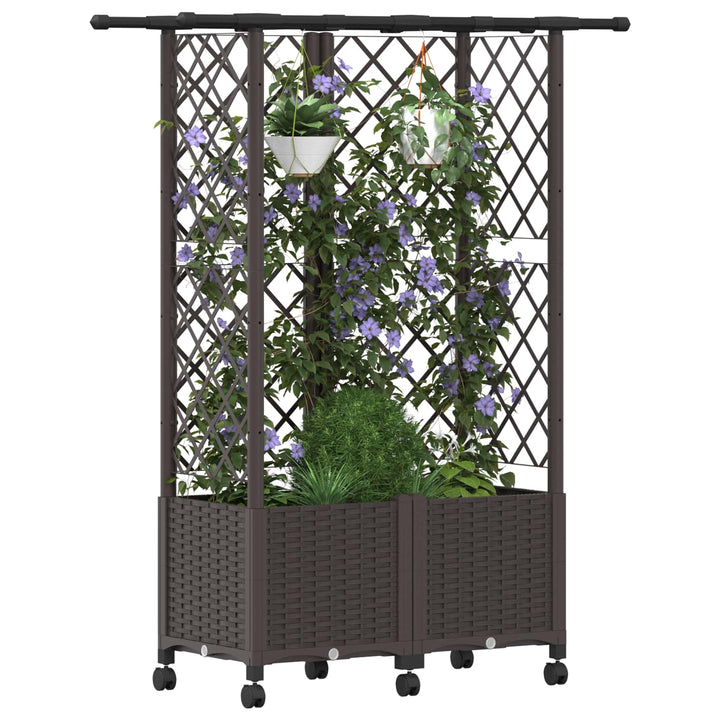 Hævet Bed med Trellis og Tag Brun 124 x 40 x 142 cm PP
