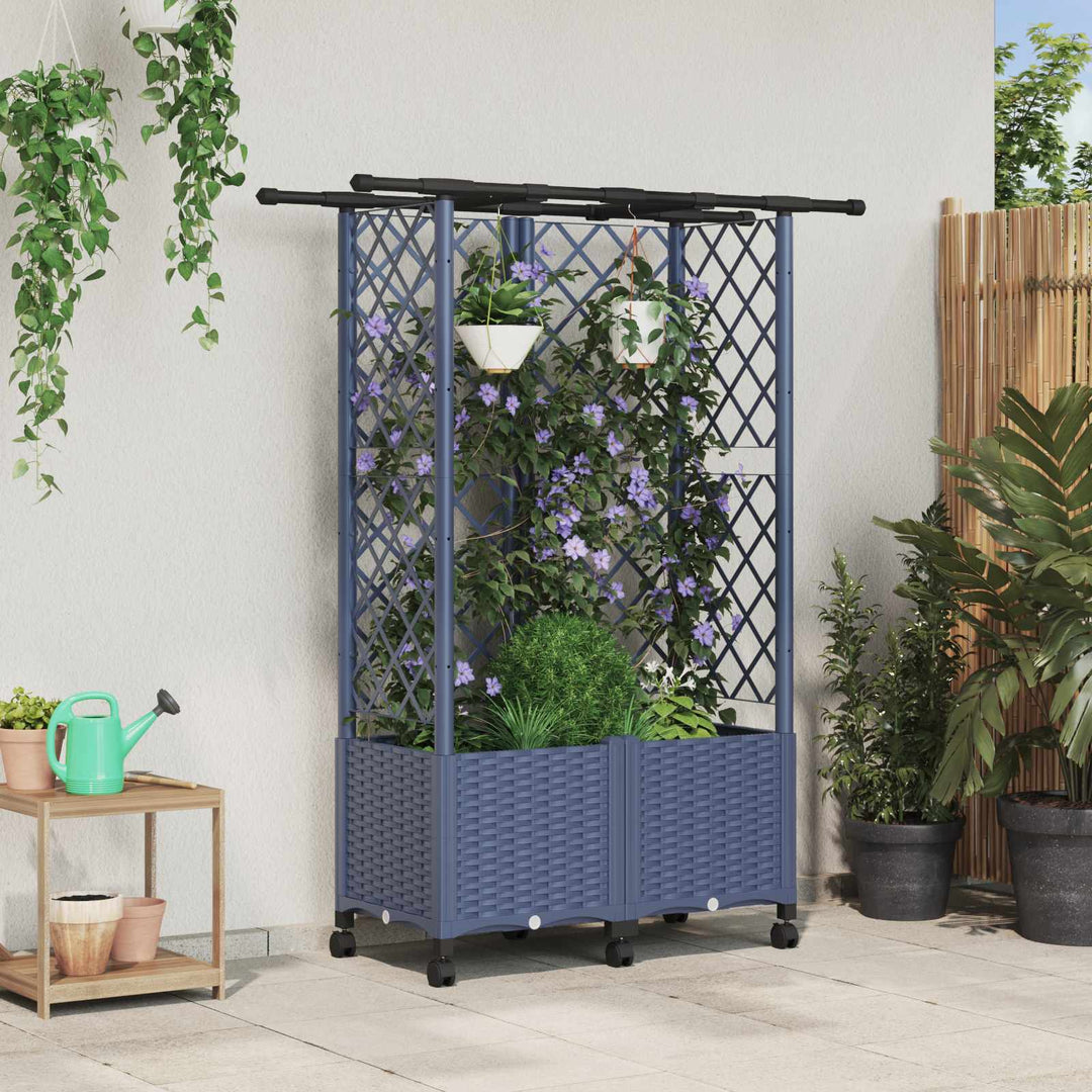 Hævet Bed med Trellis og Tag Grå 124 x 40 x 142 cm PP