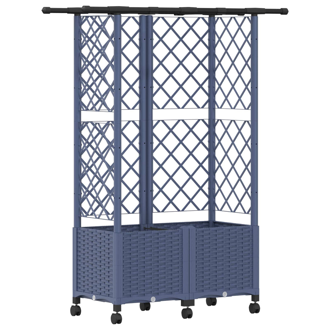 Hævet Bed med Trellis og Tag Grå 124 x 40 x 142 cm PP