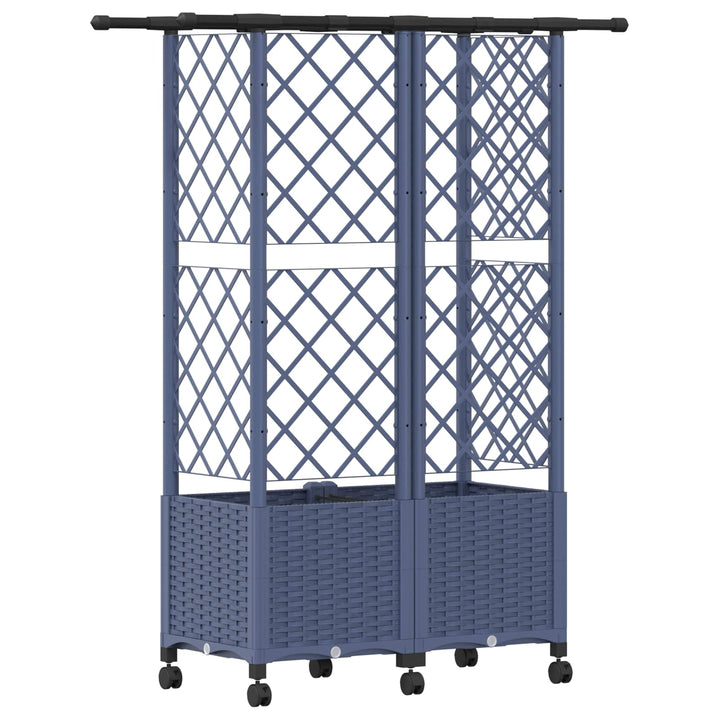 Hævet Bed med Trellis og Tag Grå 124 x 40 x 142 cm PP