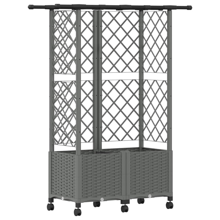 Hævet Bed med Trellis og Tag Lysegrå 124 x 40 x 142 cm PP