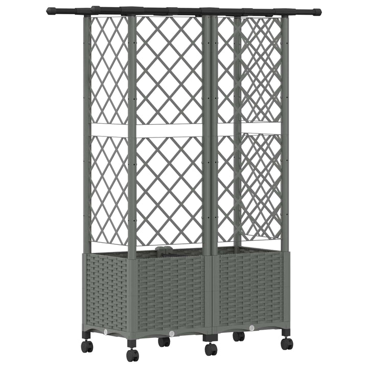 Hævet Bed med Trellis og Tag Lysegrå 124 x 40 x 142 cm PP