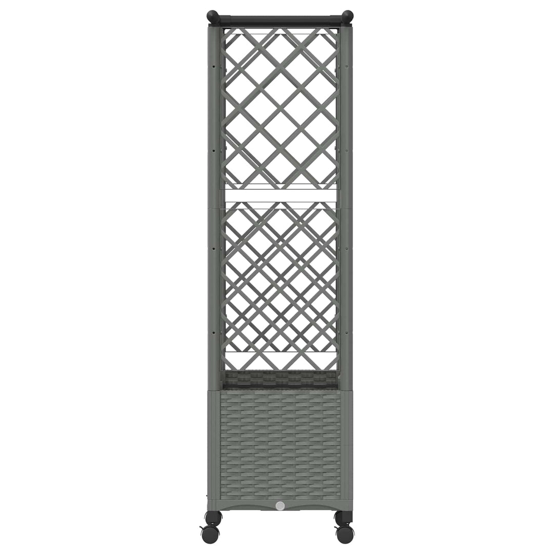 Hævet Bed med Trellis og Tag Lysegrå 124 x 40 x 142 cm PP