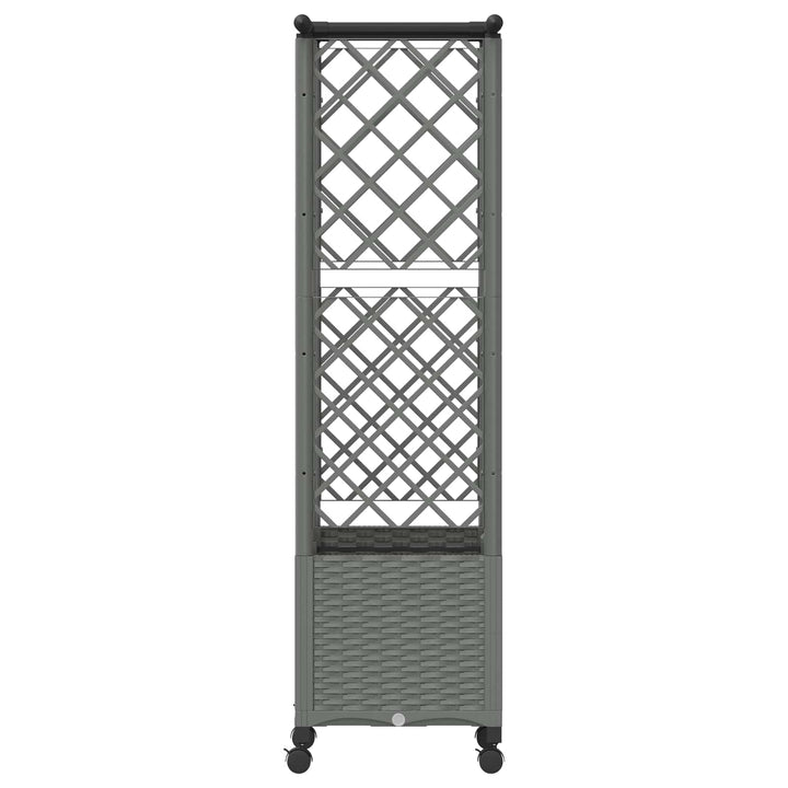 Hævet Bed med Trellis og Tag Lysegrå 124 x 40 x 142 cm PP