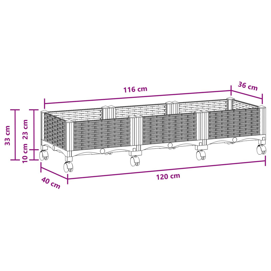 Havekrukke med hjul Sort 120 x 40 x 29 cm PP