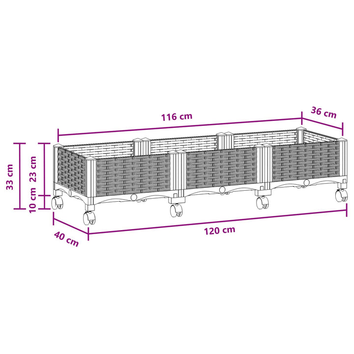 Havekrukke med hjul Sort 120 x 40 x 29 cm PP
