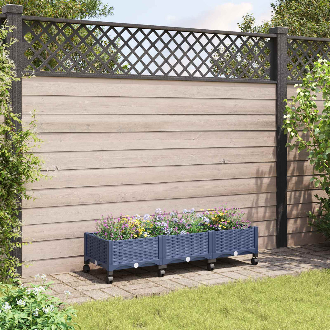 Havekrukke med hjul Blå Grå 120 x 40 x 33 cm PP
