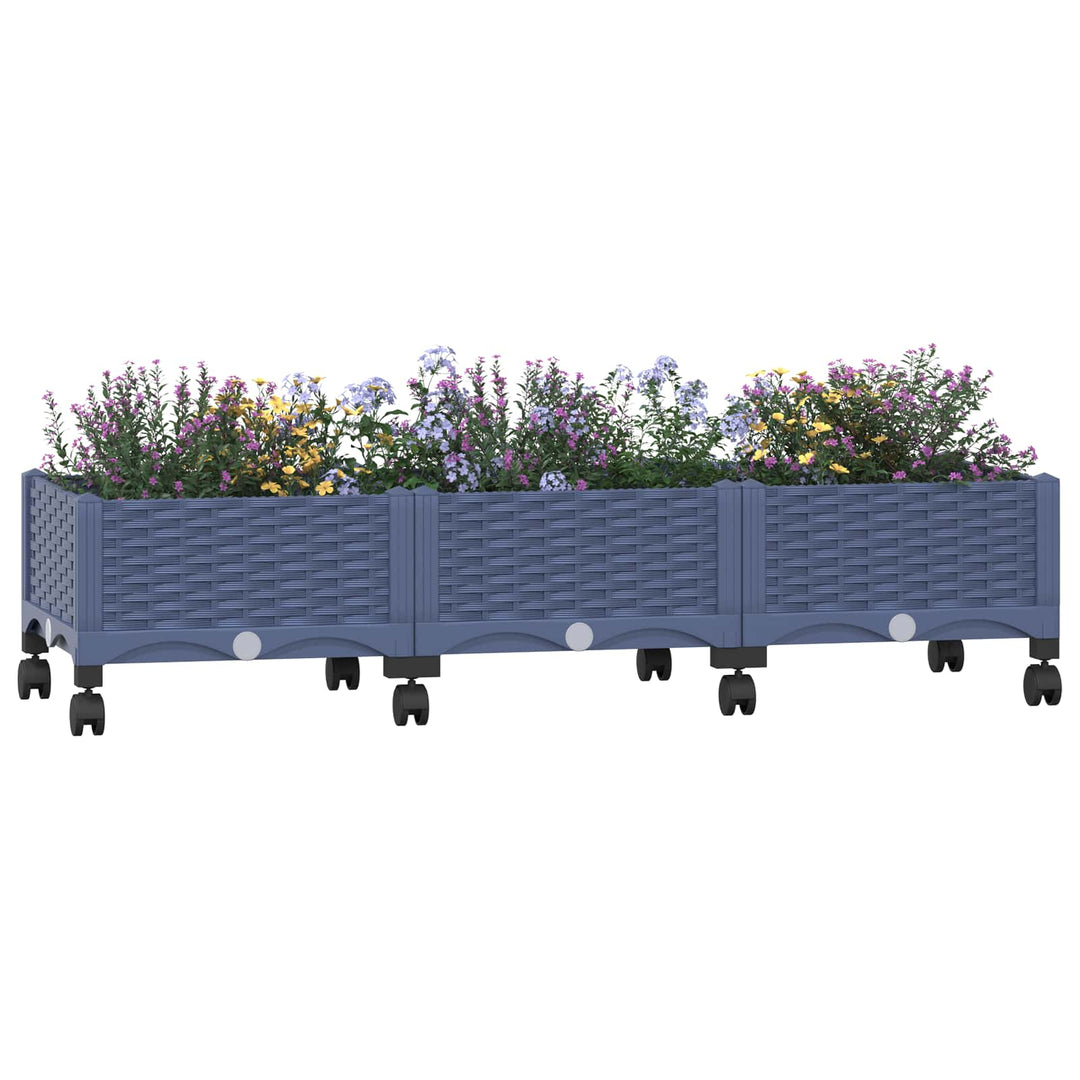 Havekrukke med hjul Blå Grå 120 x 40 x 33 cm PP