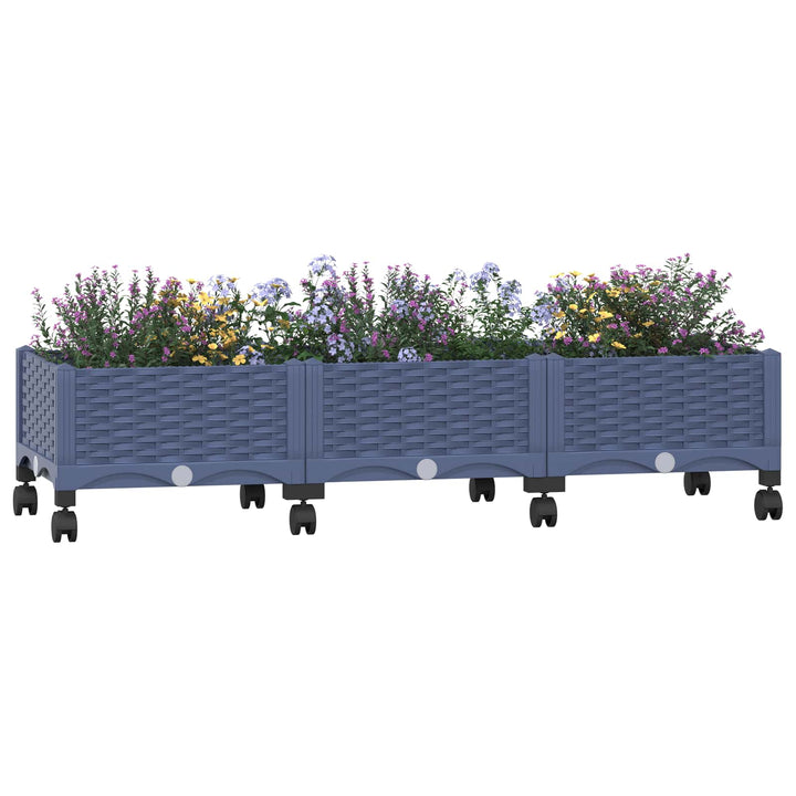 Havekrukke med hjul Blå Grå 120 x 40 x 33 cm PP