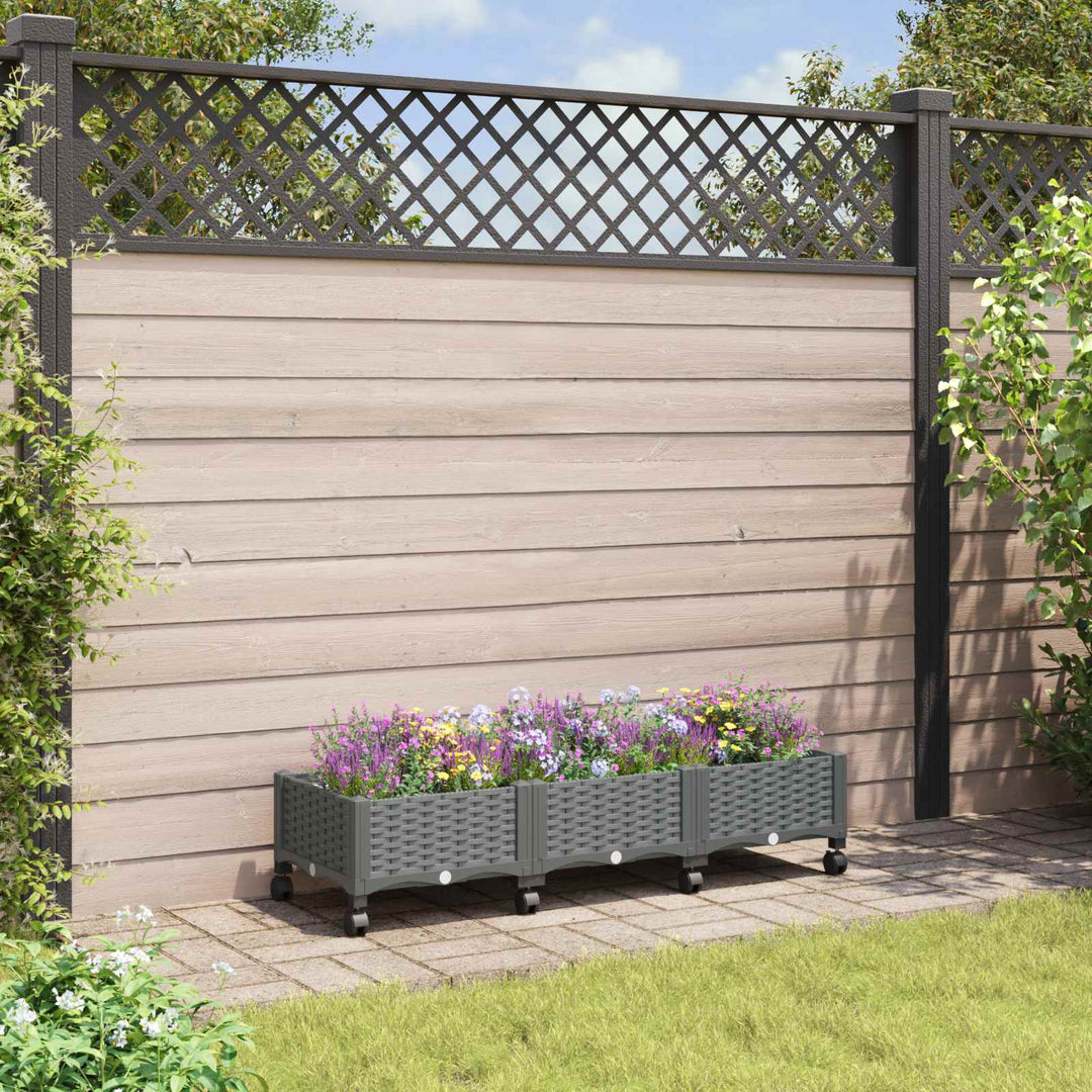 Havekrukke med hjul Lysegrå 120 x 40 x 33 cm PP