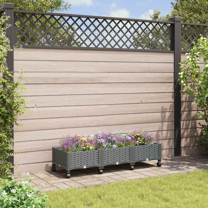 Havekrukke med hjul Lysegrå 120 x 40 x 33 cm PP