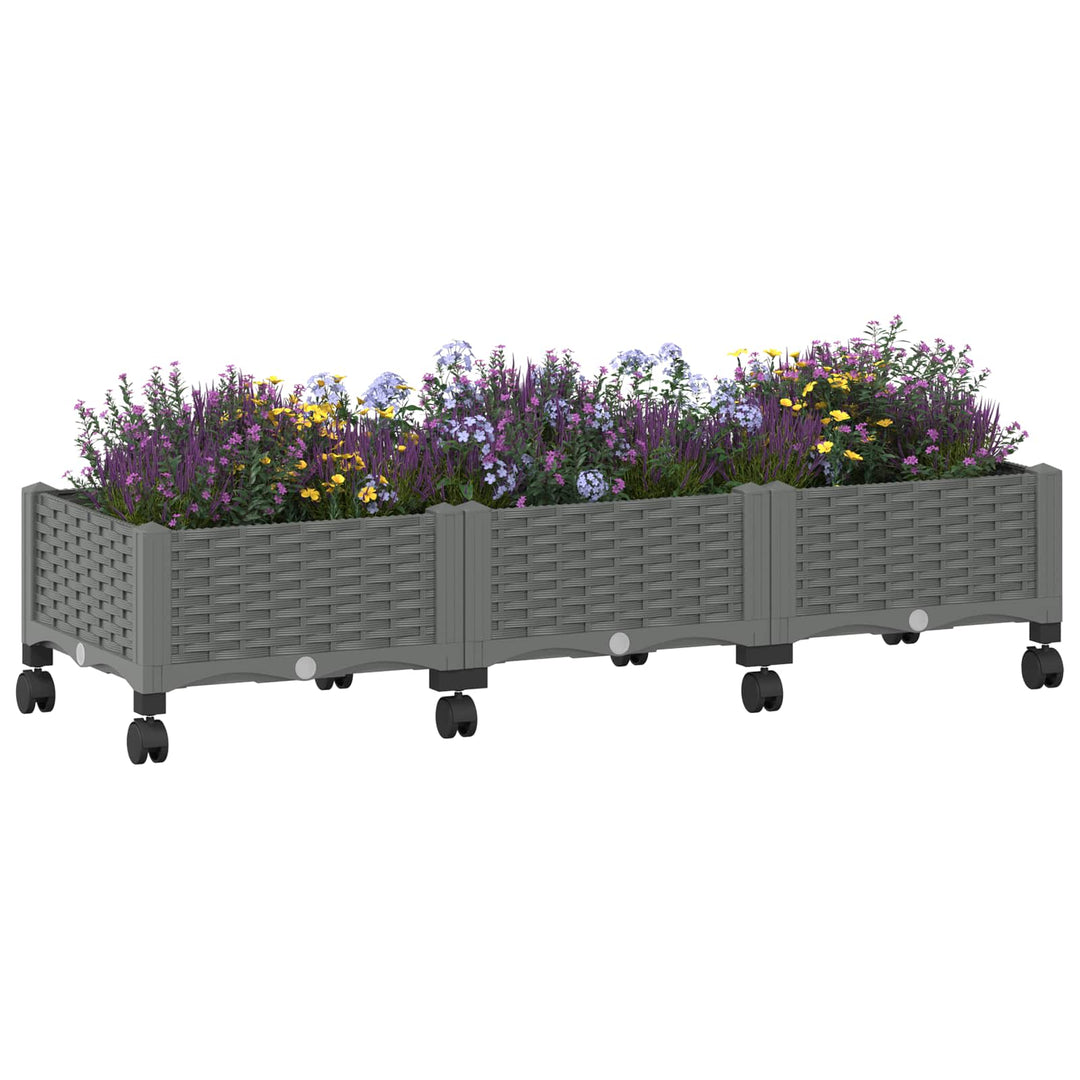 Havekrukke med hjul Lysegrå 120 x 40 x 33 cm PP