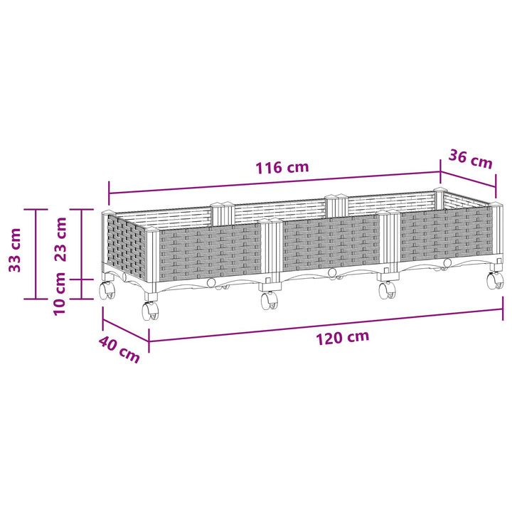 Havekrukke med hjul Hvid 120 x 40 x 33 cm PP