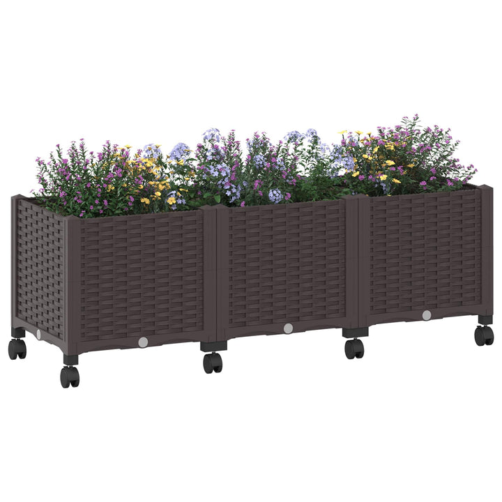 Havekrukke med hjul Brun 120 x 40 x 44 cm PP