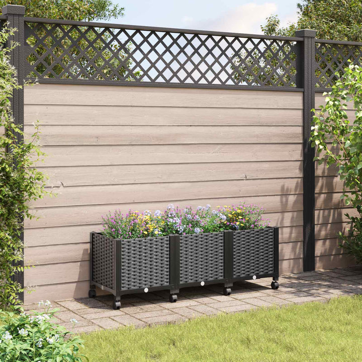 Havekrukke med hjul Sort 120 x 40 x 44 cm PP