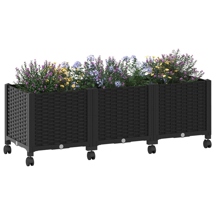 Havekrukke med hjul Sort 120 x 40 x 44 cm PP