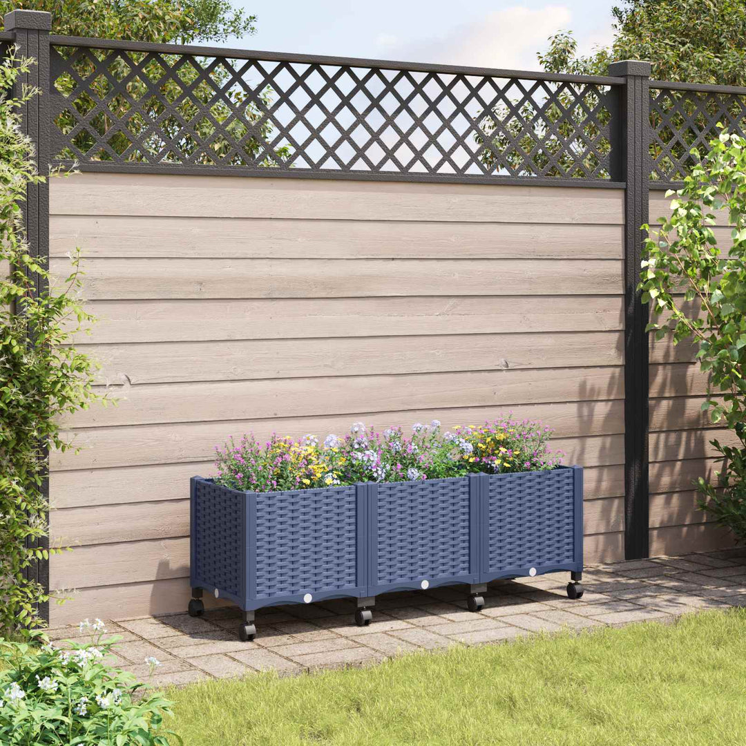 Havekrukke med hjul Blå Grå 120 x 40 x 48 cm PP