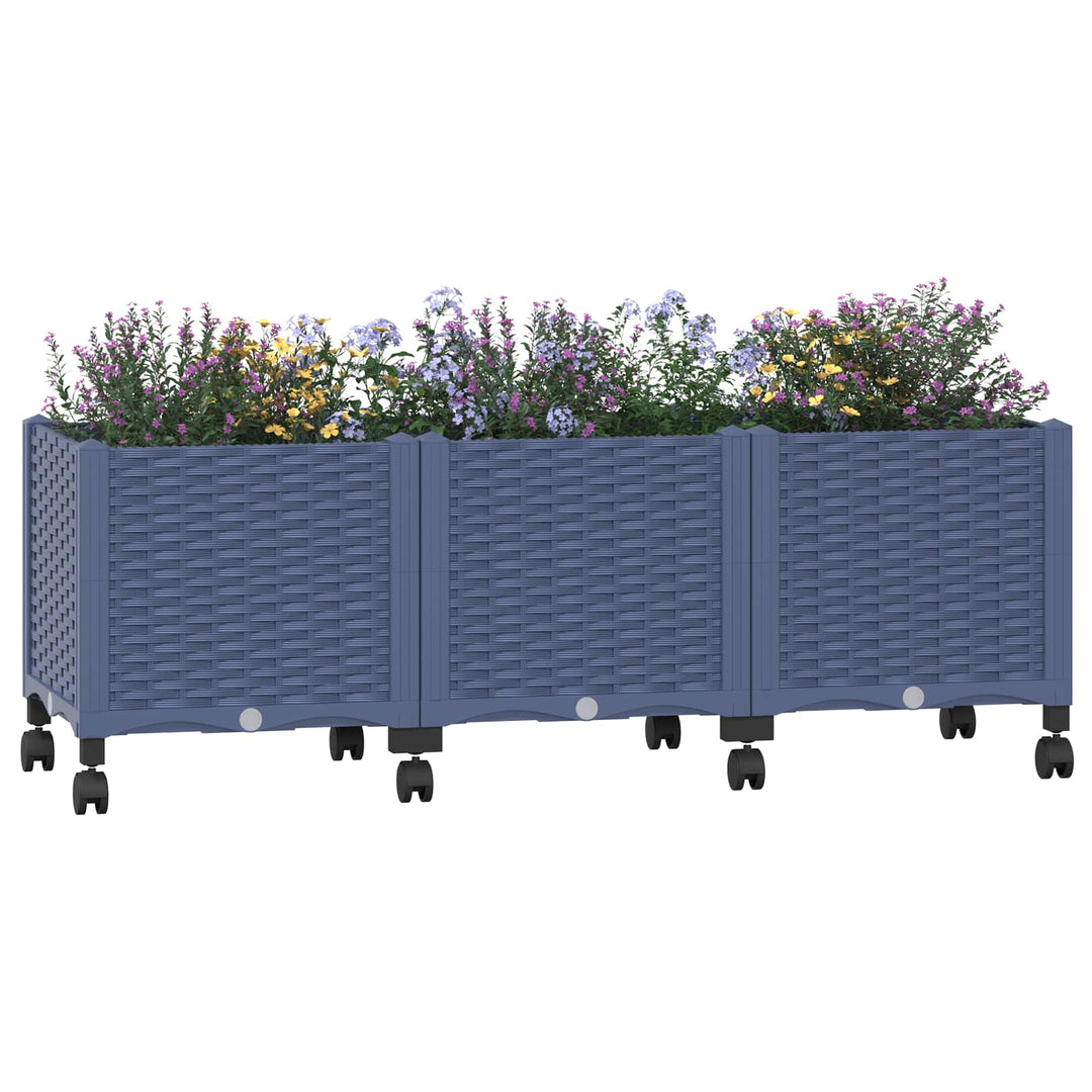Havekrukke med hjul Blå Grå 120 x 40 x 48 cm PP