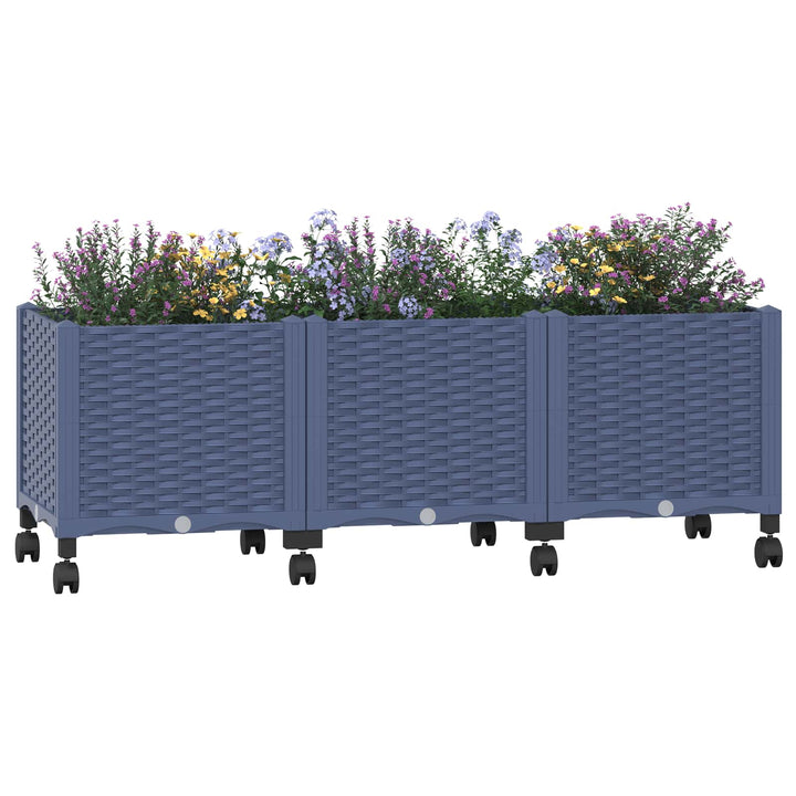 Havekrukke med hjul Blå Grå 120 x 40 x 48 cm PP
