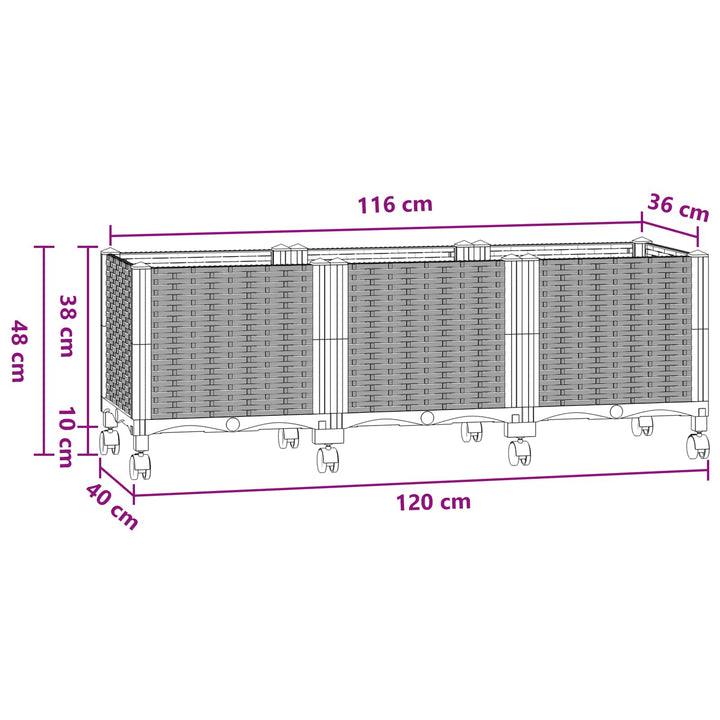 Havekrukke med hjul Blå Grå 120 x 40 x 48 cm PP