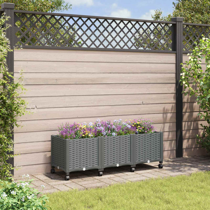 Havekrukke med hjul Lysegrå 120 x 40 x 48 cm PP