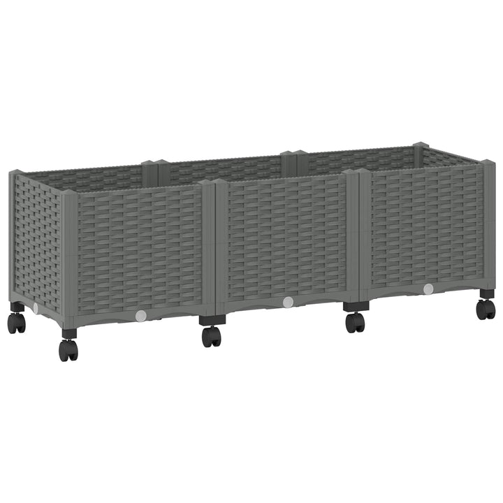 Havekrukke med hjul Lysegrå 120 x 40 x 48 cm PP