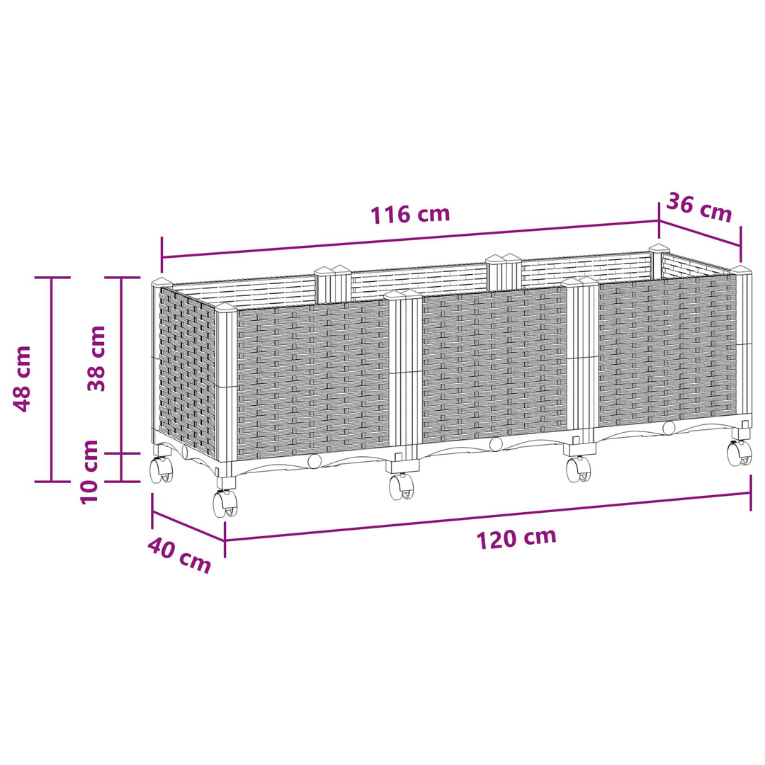 Havekrukke med hjul Hvid 120 x 40 x 48 cm PP