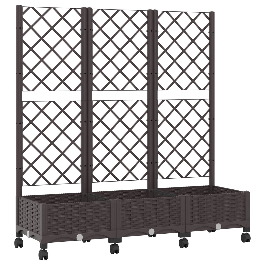 Haveplantekasse med espalier og hjul Brun 120 x 40 x 131,5 cm