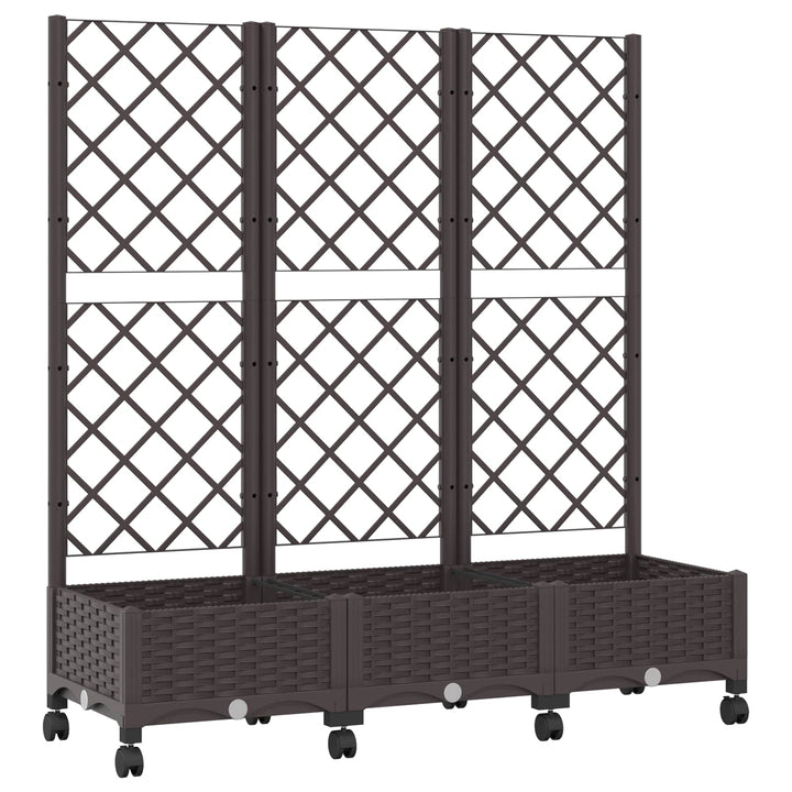 Haveplantekasse med espalier og hjul Brun 120 x 40 x 131,5 cm