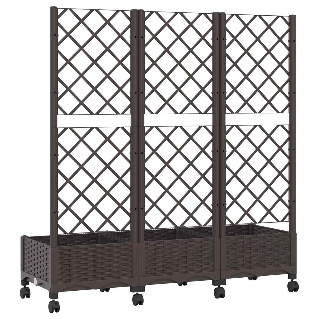Haveplantekasse med espalier og hjul Brun 120 x 40 x 131,5 cm