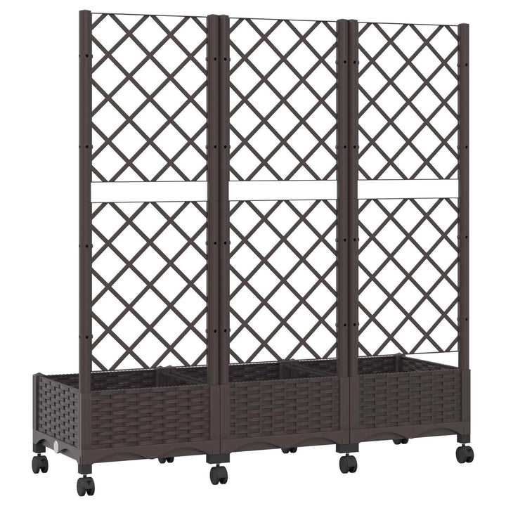 Haveplantekasse med espalier og hjul Brun 120 x 40 x 131,5 cm