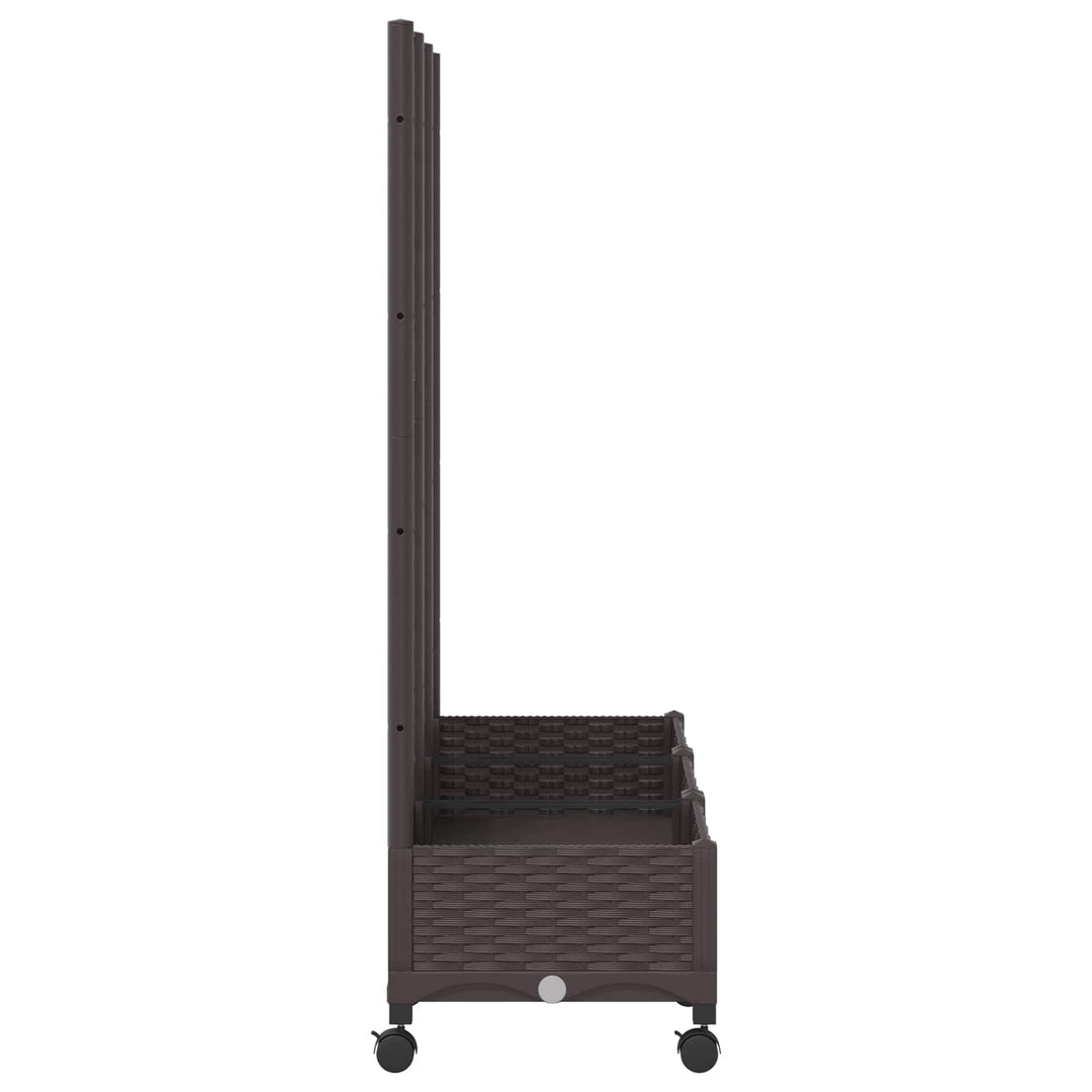 Haveplantekasse med espalier og hjul Brun 120 x 40 x 131,5 cm