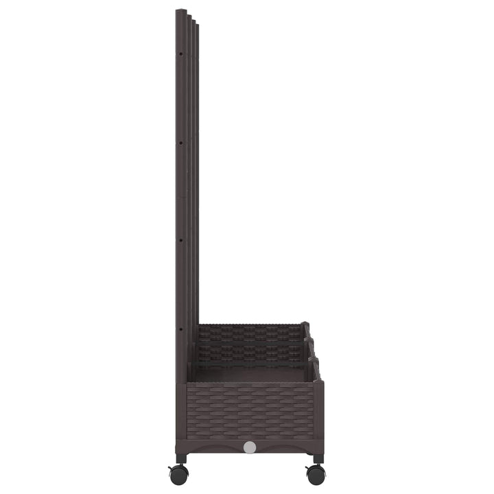 Haveplantekasse med espalier og hjul Brun 120 x 40 x 131,5 cm