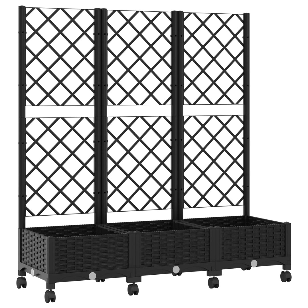 Haveplantekasse med espalier og hjul Sort 120 x 40 x 131,5 cm