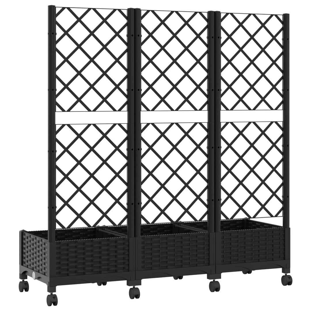 Haveplantekasse med espalier og hjul Sort 120 x 40 x 131,5 cm