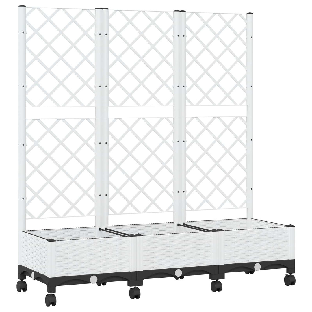 Haveplantekasse med espalier og hjul Hvid 120 x 40 x 131,5 cm