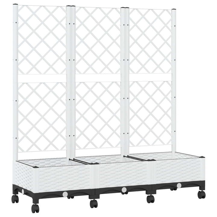 Haveplantekasse med espalier og hjul Hvid 120 x 40 x 131,5 cm