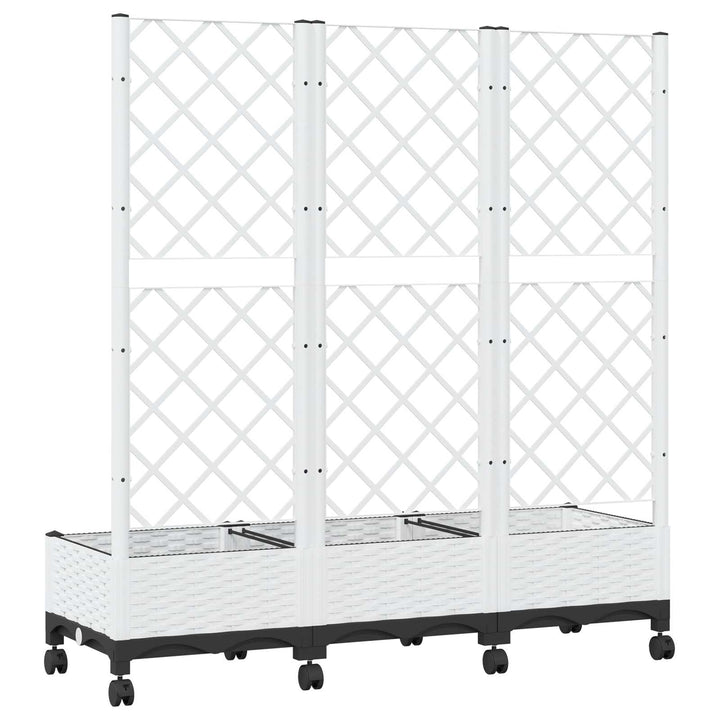 Haveplantekasse med espalier og hjul Hvid 120 x 40 x 131,5 cm