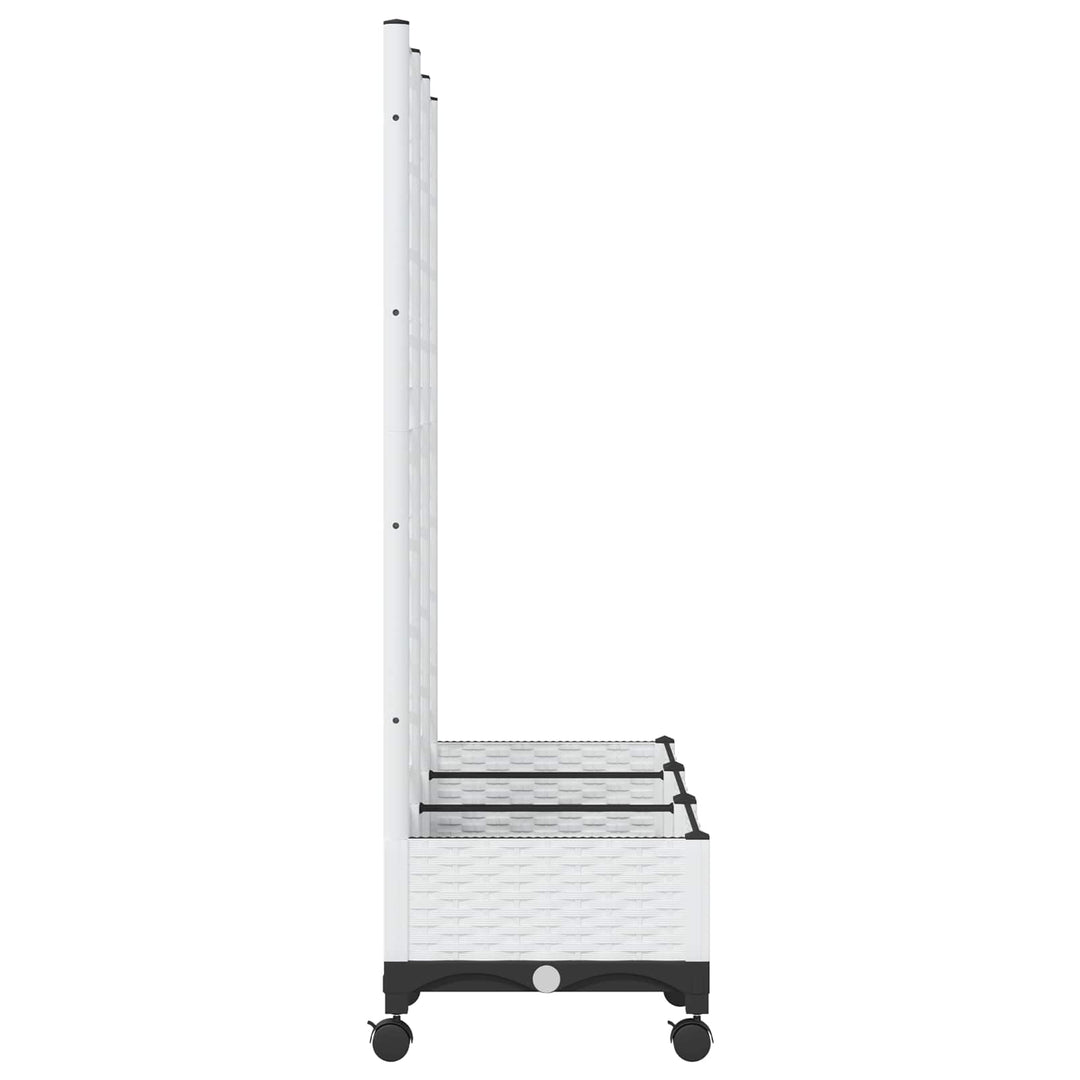 Haveplantekasse med espalier og hjul Hvid 120 x 40 x 131,5 cm