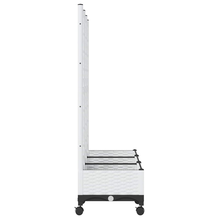 Haveplantekasse med espalier og hjul Hvid 120 x 40 x 131,5 cm